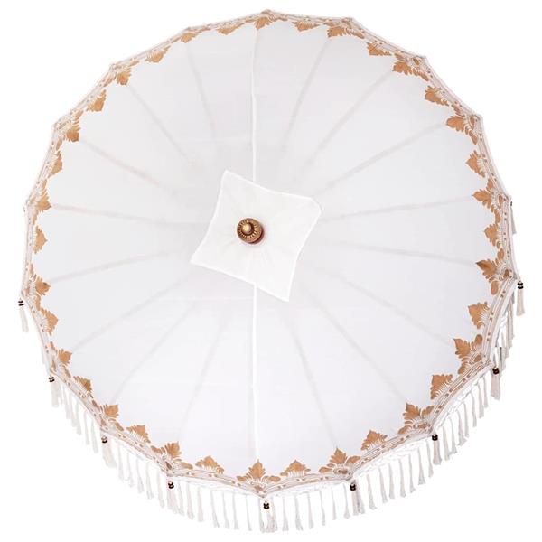Grote foto vidaxl parasol cr me 180 190 cm katoenen stoffen hout bamboe tuin en terras overige tuin en terras