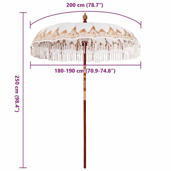 Grote foto vidaxl parasol cr me 180 190 cm katoenen stoffen hout bamboe tuin en terras overige tuin en terras