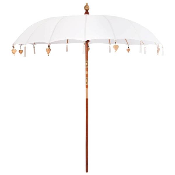 Grote foto vidaxl parasol cr me x 250 cm katoen en massief hout tuin en terras overige tuin en terras