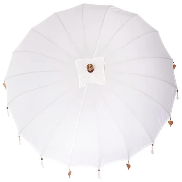 Grote foto vidaxl parasol cr me x 250 cm katoen en massief hout tuin en terras overige tuin en terras