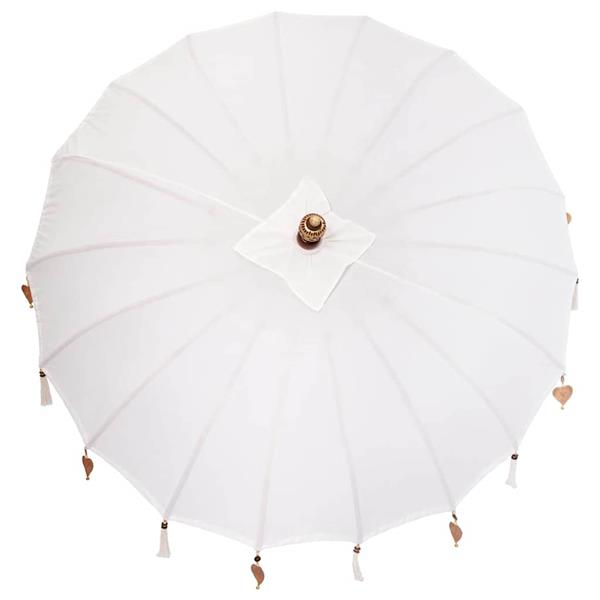 Grote foto vidaxl parasol cr me x 250 cm katoen en massief hout tuin en terras overige tuin en terras