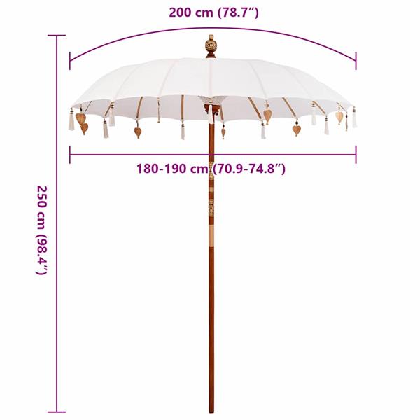 Grote foto vidaxl parasol cr me x 250 cm katoen en massief hout tuin en terras overige tuin en terras