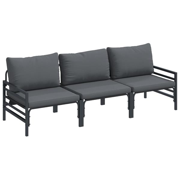 Grote foto vidaxl tuin sofa set 3 pcs antraciet staal tuin en terras tuinmeubelen