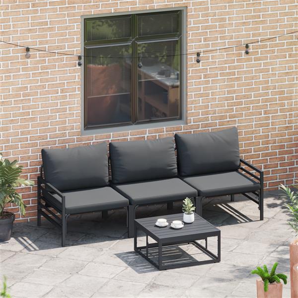 Grote foto vidaxl tuin sofa set 3 pcs antraciet staal tuin en terras tuinmeubelen