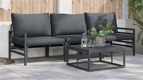 Grote foto vidaxl tuin sofa set 3 pcs antraciet staal tuin en terras tuinmeubelen