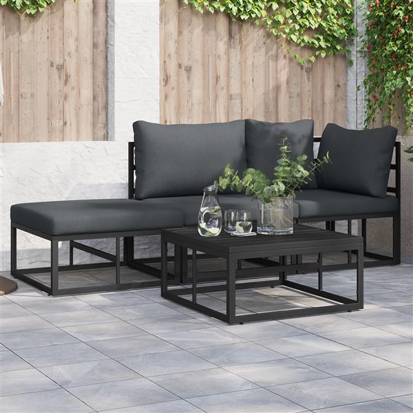 Grote foto vidaxl tuin sofa set 3 pcs zwart 211 5 x 71 5 x 71 cm aluminium tuin en terras tuinmeubelen