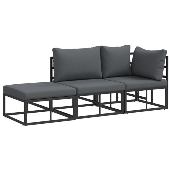 Grote foto vidaxl tuin sofa set 3 pcs zwart 211 5 x 71 5 x 71 cm aluminium tuin en terras tuinmeubelen