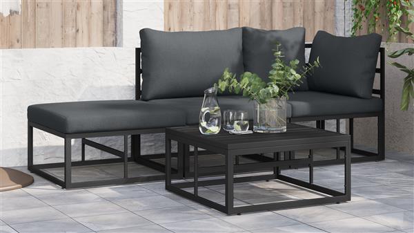 Grote foto vidaxl tuin sofa set 3 pcs zwart 211 5 x 71 5 x 71 cm aluminium tuin en terras tuinmeubelen
