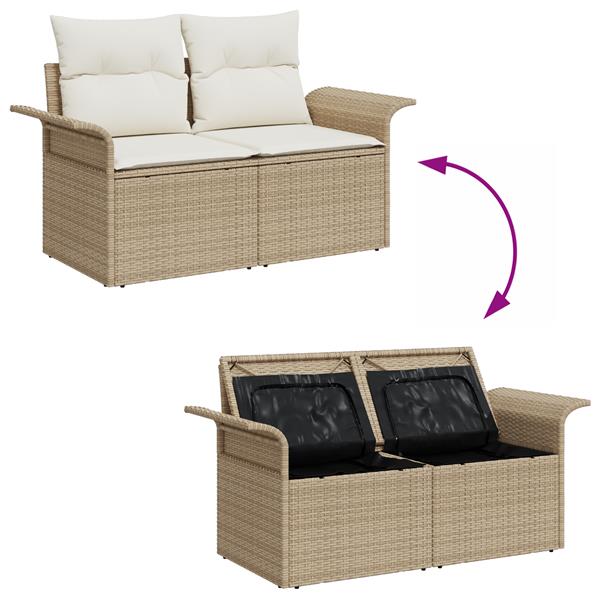 Grote foto vidaxl 5 delige tuinsofa set met kussens in beige poly rattan tuin en terras tuinmeubelen