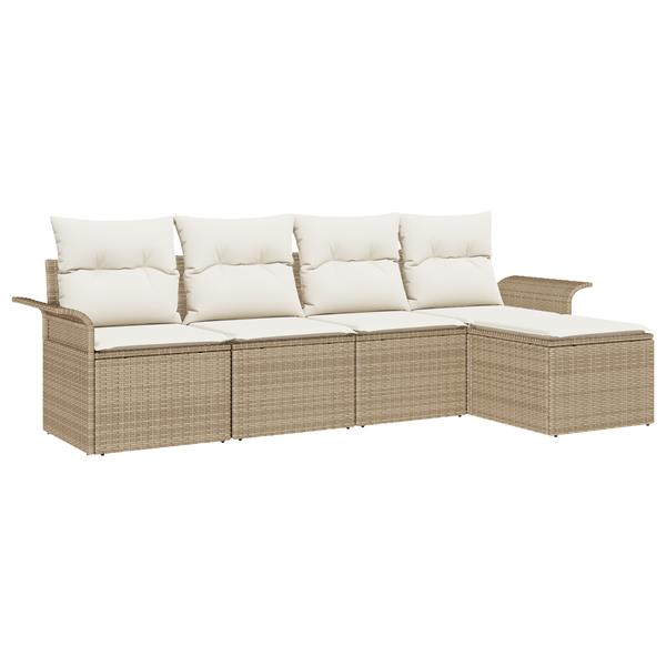 Grote foto vidaxl 5 delige tuinbankenset met kussens poly rattan beige tuin en terras tuinmeubelen