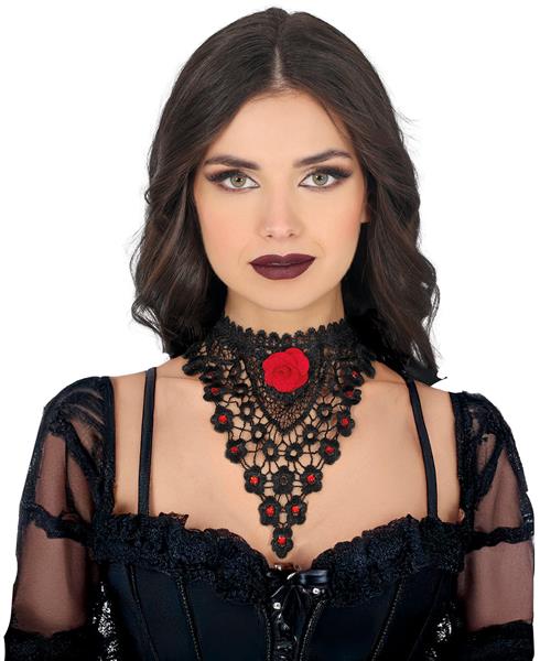 Grote foto red rose embroidered choker verzamelen overige verzamelingen
