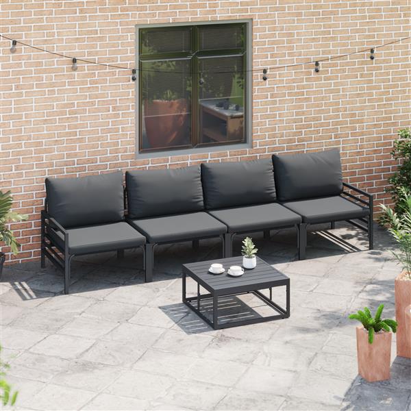 Grote foto vidaxl tuin sofa set 4 pcs antraciet staal tuin en terras tuinmeubelen