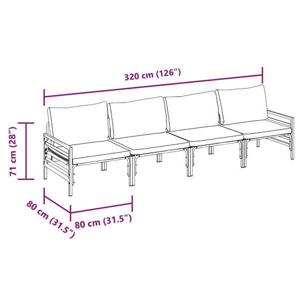 Grote foto vidaxl tuin sofa set 4 pcs antraciet staal tuin en terras tuinmeubelen