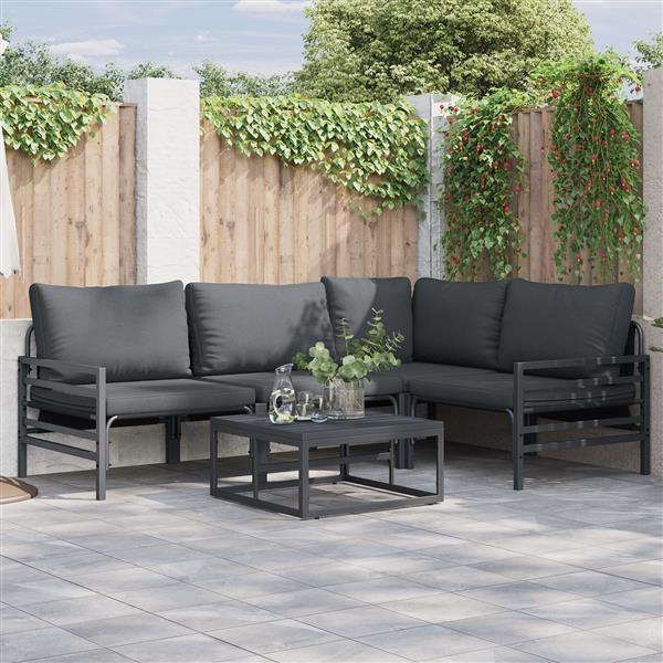 Grote foto vidaxl tuin sofa set 4 pcs antraciet staal tuin en terras tuinmeubelen