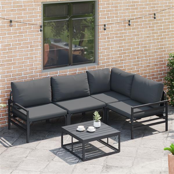 Grote foto vidaxl tuin sofa set 4 pcs antraciet staal tuin en terras tuinmeubelen