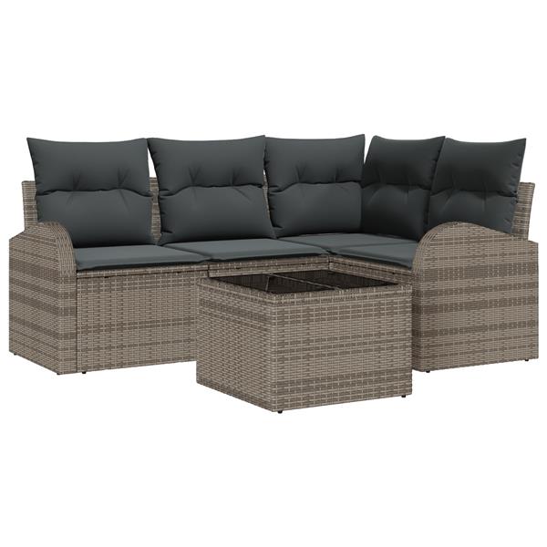 Grote foto vidaxl 4 delige tuinbank set met kussens zwart poly rattan tuin en terras tuinmeubelen