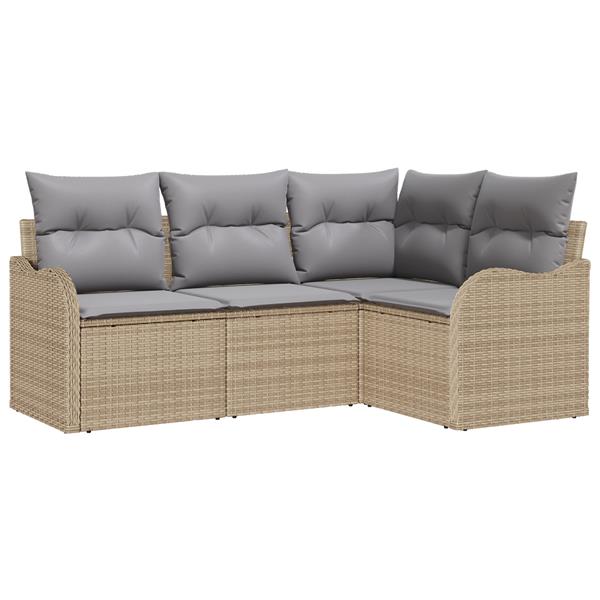 Grote foto vidaxl 4 delige tuinbankenset met kussens poly rattan beige tuin en terras tuinmeubelen