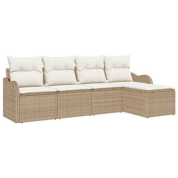 Grote foto vidaxl 5 delige tuinset met kussens in beige van poly rattan tuin en terras tuinmeubelen