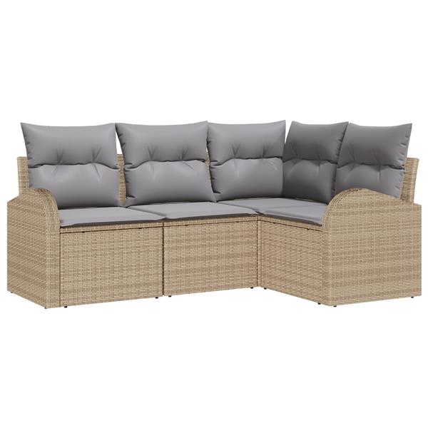 Grote foto vidaxl 4 delige tuinsofa set met kussens in beige poly rattan tuin en terras tuinmeubelen