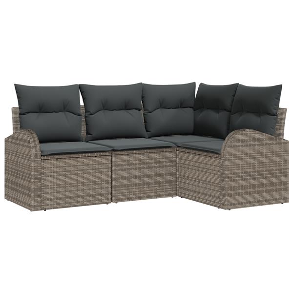 Grote foto vidaxl 4 delige tuinset met kussens grijs poly rattan tuin en terras tuinmeubelen