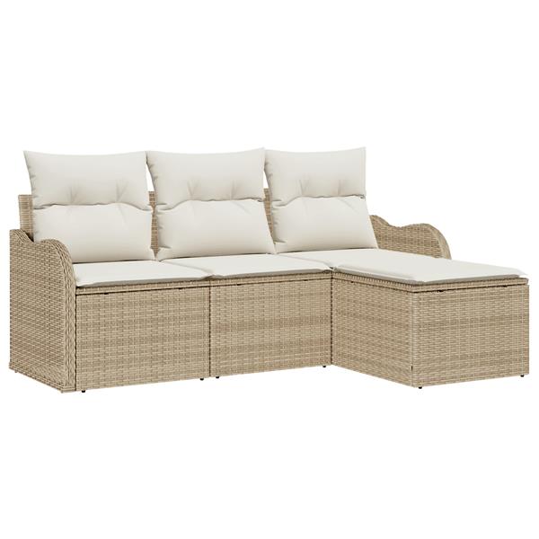 Grote foto vidaxl 4 delige tuinbankenset met kussens poly rattan beige tuin en terras tuinmeubelen