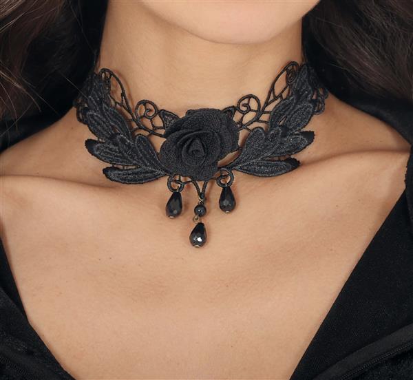 Grote foto black rose embroidered choker verzamelen overige verzamelingen