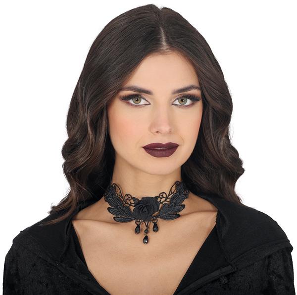 Grote foto black rose embroidered choker verzamelen overige verzamelingen