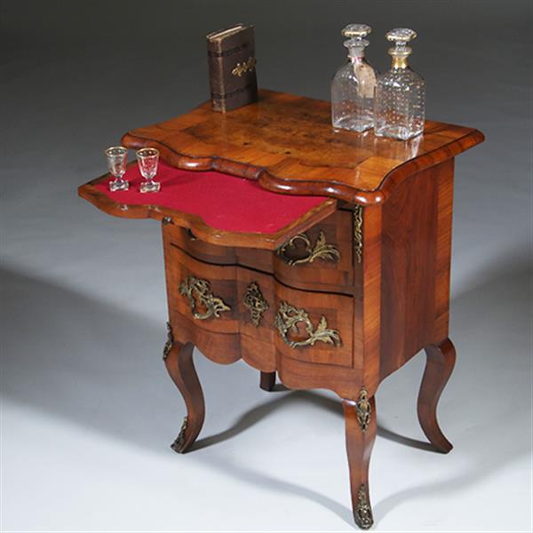 Grote foto kleine orgel gebogen commode ca 1750 met schrijfblad of schenkblad wortelnoten no.303010 antiek en kunst overige in antiek gebruiksvoorwerpen
