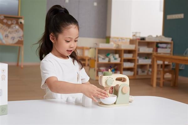 Grote foto houten mixer set speelgoed keukenmachine met accessoires houten mixer set kinderen en baby overige