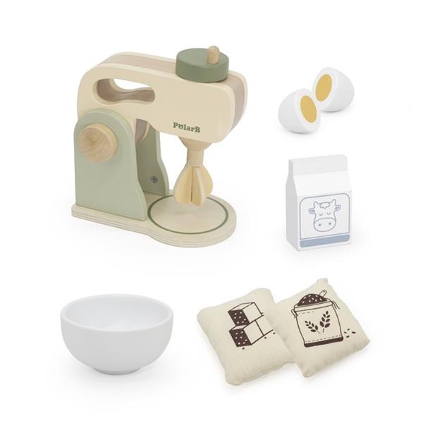 Grote foto houten mixer set speelgoed keukenmachine met accessoires houten mixer set kinderen en baby overige