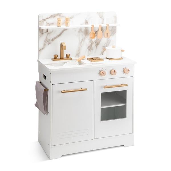 Grote foto houten kinderkeuken met marmer wit met accessoires wit marble kinderen en baby overige