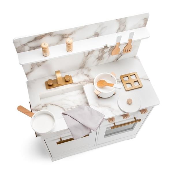 Grote foto houten kinderkeuken met marmer wit met accessoires wit marble kinderen en baby overige