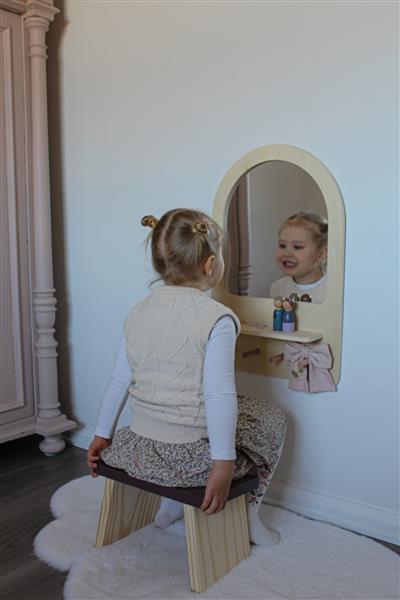 Grote foto kinderkaptafelset hout set spiegel krukje kinderen en baby overige
