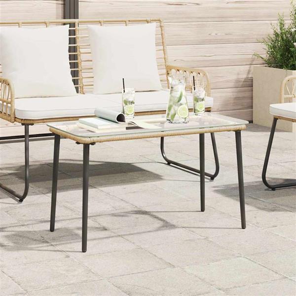 Grote foto vidaxl tuinstafel natuurlijk 80 x 40 x 45 cm poly riet tuin en terras tuinmeubelen