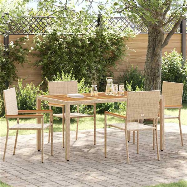 Grote foto vidaxl tuinstoelen 4 pcs cr me bruin pe riet massief acaciahout tuin en terras tuinmeubelen