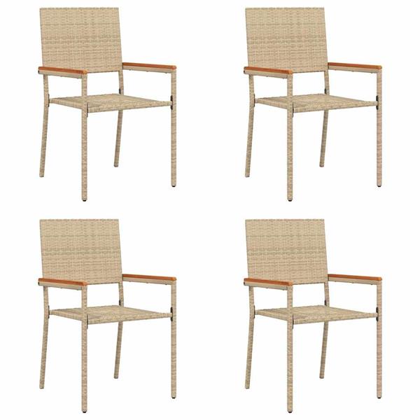 Grote foto vidaxl tuinstoelen 4 pcs cr me bruin pe riet massief acaciahout tuin en terras tuinmeubelen