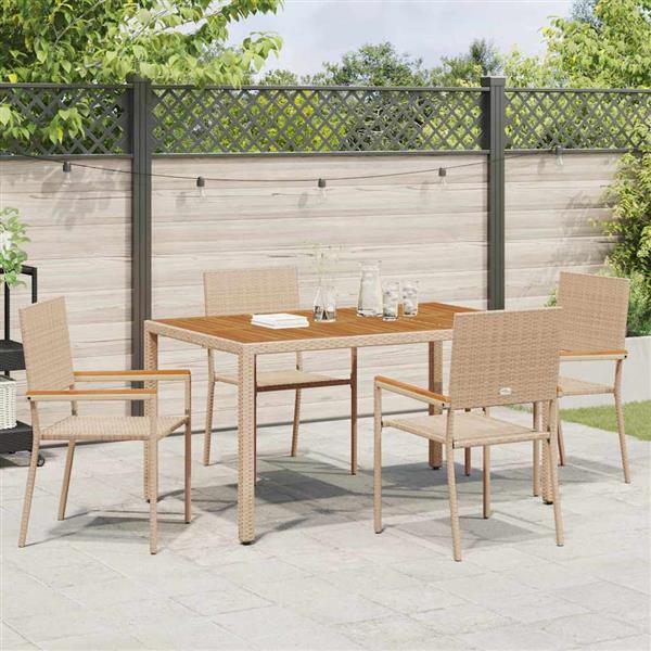 Grote foto vidaxl tuinstoelen 4 pcs cr me bruin pe riet massief acaciahout tuin en terras tuinmeubelen