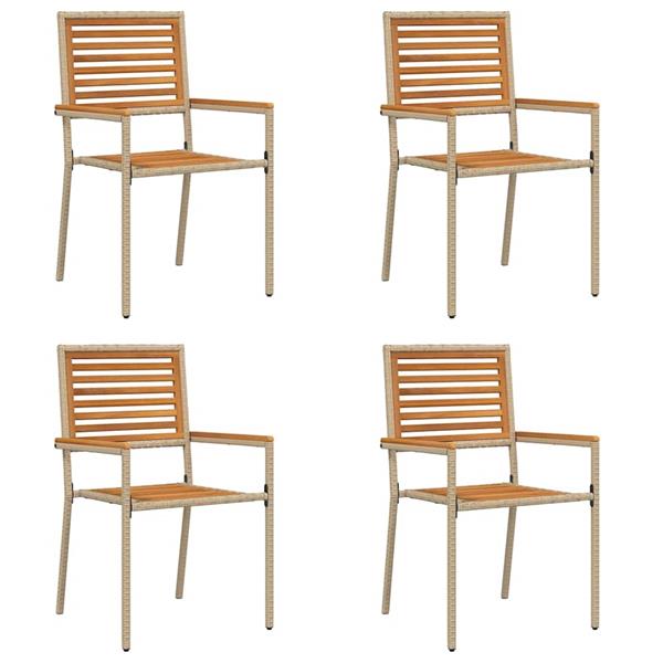 Grote foto vidaxl tuinstoelen 4 pcs cr me bruin pe riet massief acaciahout tuin en terras tuinmeubelen