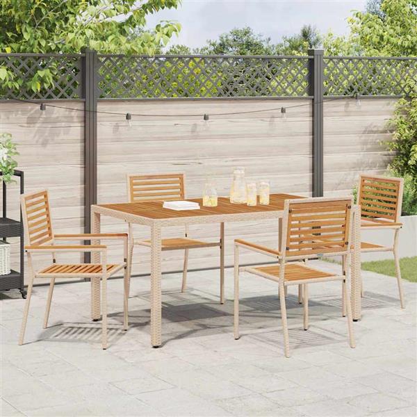 Grote foto vidaxl tuinstoelen 4 pcs cr me bruin pe riet massief acaciahout tuin en terras tuinmeubelen