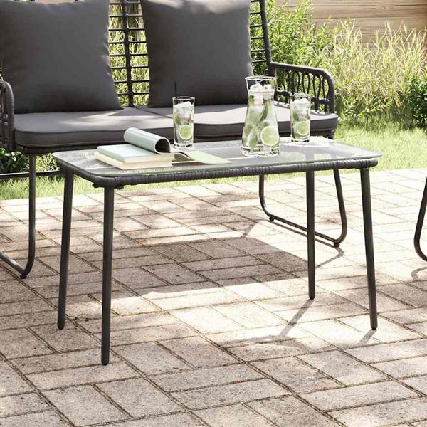 Grote foto vidaxl tuinstafel zwart 80 x 40 x 45 cm poly riet tuin en terras tuinmeubelen