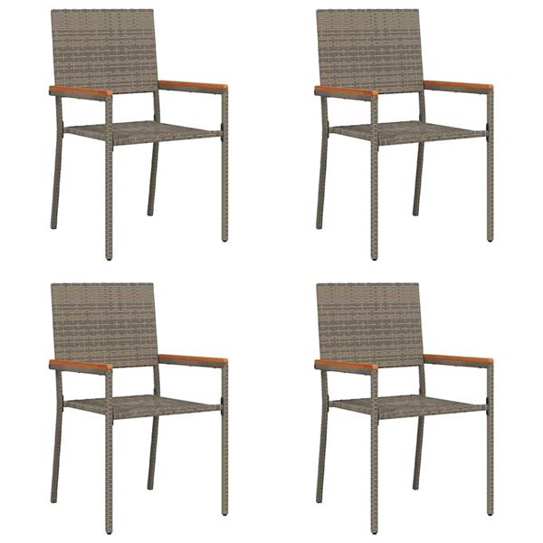 Grote foto vidaxl tuinstoelen 4 pcs grijs bruin pe riet massief acaciahout tuin en terras tuinmeubelen