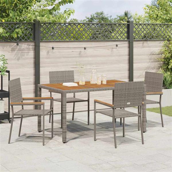 Grote foto vidaxl tuinstoelen 4 pcs grijs bruin pe riet massief acaciahout tuin en terras tuinmeubelen