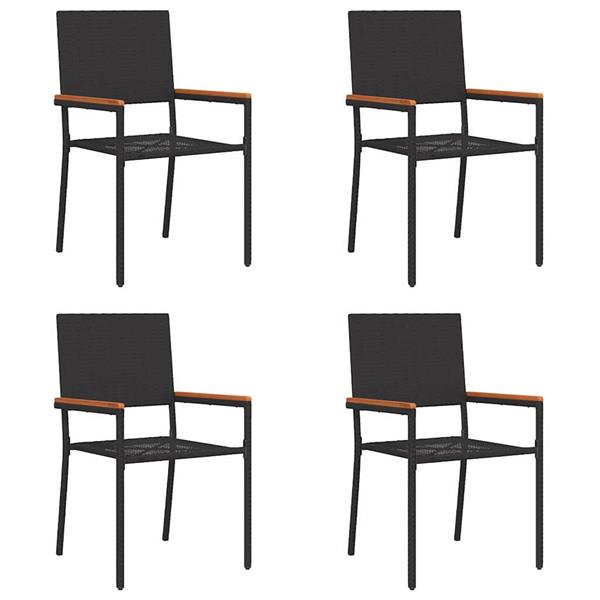 Grote foto vidaxl tuinstoelen 4 pcs cr me bruin pe riet massief acaciahout tuin en terras tuinmeubelen