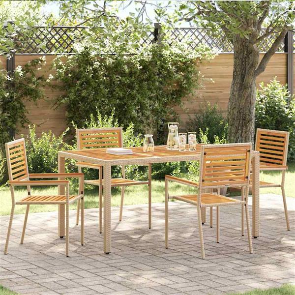Grote foto vidaxl tuinstoelen 4 pcs cr me bruin pe riet massief acaciahout tuin en terras tuinmeubelen