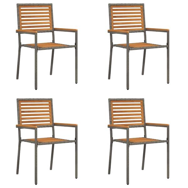 Grote foto vidaxl tuinstoelen 4 pcs grijs bruin pe riet massief acaciahout tuin en terras tuinmeubelen