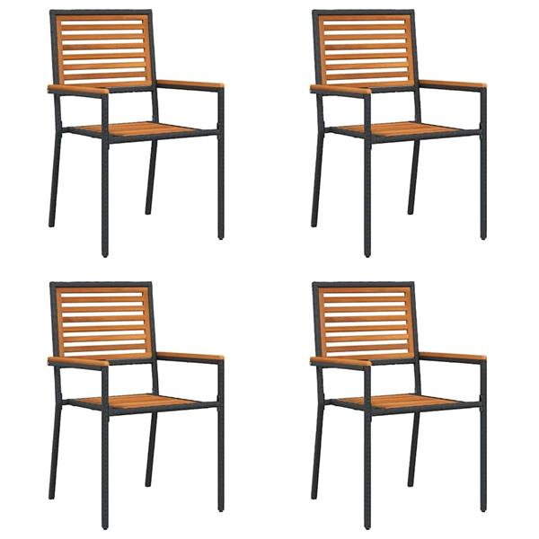 Grote foto vidaxl tuinstoelen 4 pcs cr me bruin pe riet massief acaciahout tuin en terras tuinmeubelen