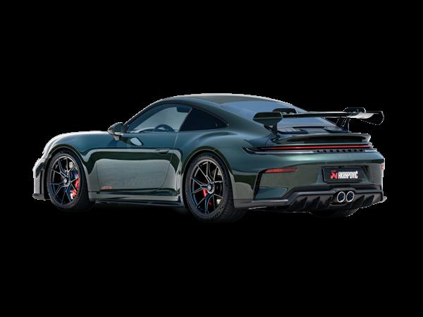 Grote foto dit betreft een porsche 992 . 2 gt3 gt3 touring akrapovic uitlaat auto onderdelen tuning en styling