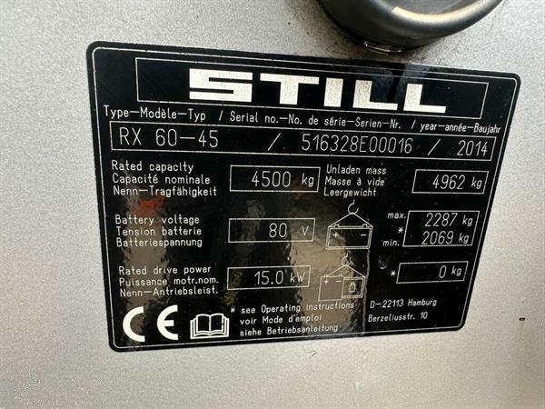 Grote foto vs 22280 elektrische triplex heftruck still rx60 45 vorkenspreider agrarisch heftrucks