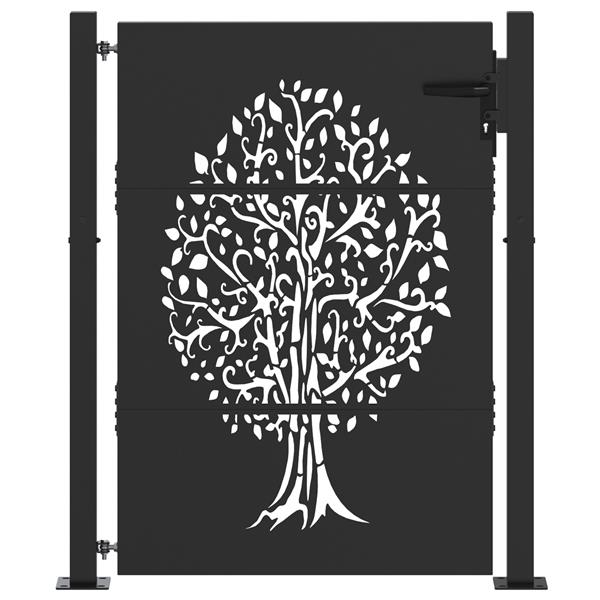 Grote foto vidaxl tuinpoort anders zwart 105 x 125 cm poedergecoat staal tuin en terras hekken en schuttingen