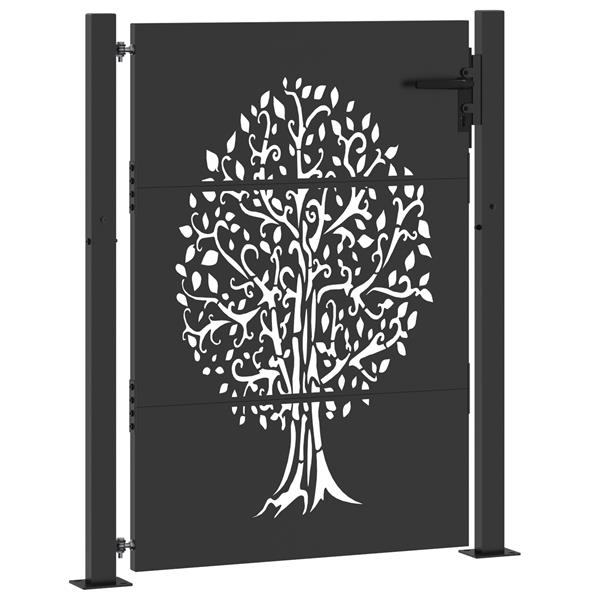 Grote foto vidaxl tuinpoort anders zwart 105 x 125 cm poedergecoat staal tuin en terras hekken en schuttingen